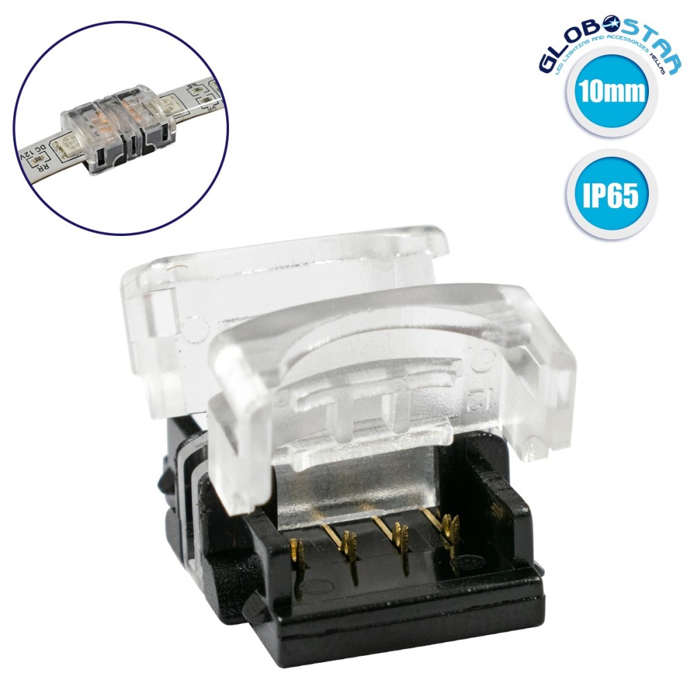 GloboStar® 70723 Αδιάβροχος Ταχυσύνδεσμος Ένωσης IP65 - Strip To Strip Connector για Ένωση 2 x RGB Αδιάβροχες Ταινίες LED Πλάτους 10mm